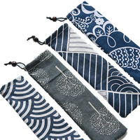 Ensemble de couverts en acier inoxydable avec pailles, sac en velours, sac en coton et lin imprimé personnalisable, sac d'emballage
