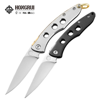 Couteau pliant compact HongRui en acier inoxydable 4Cr13 avec manche en acier, couteau de poche EDC pour le camping en plein air, OEM