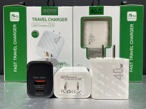 Hot bán 40W USB A + C kép cổng treo tường Adapter sạc PD + QC3.0 phổ xách tay sạc nhanh cho tai nghe máy ảnh - Product Image 3