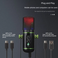 Microphone de jeu filaire professionnel USB Type-C en métal à condensateur avec logo personnalisé pour l'enregistrement studio haute fidélité et PC