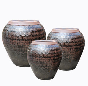 Grands pots de fleurs en céramique, résistants au gel, faits à la main, style rustique européen, pour centres commerciaux, jardins et décoration intérieure TERREN RT6600 - Product Image 1