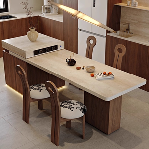 <span class=keywords><strong>Isla</strong></span> de Cocina Extensible de Estilo Medieval Francés, con Encimera de Piedra, Multifuncional, con Placa de Inducción, Mueble para Apartamento, Villa u Hogar - Product Image 3