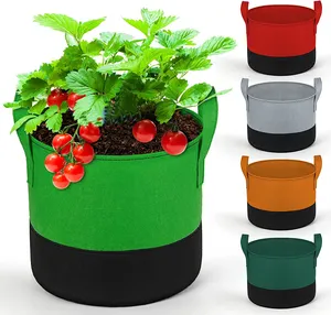 Kolları ile 10 galon büyümek çanta havalandırma kumaş Pot ağır kalınlaşmış olmayan dokuma kumaş bitki çanta sebze için