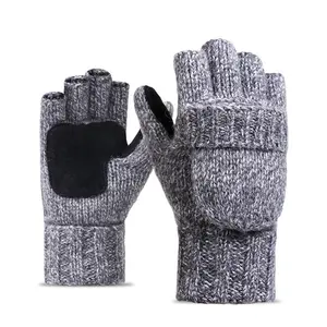 Hot Sale Custom Fashion Winter gestrickt Cabrio Flip Top Finger less Fäustlinge Handschuhe