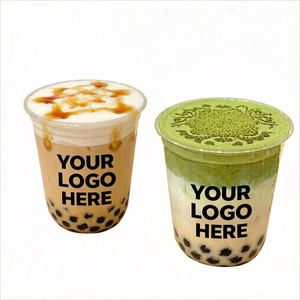 Gobelets en plastique PP transparents/givrés jetables en forme de U, 380 ml/500 ml, les plus vendus, écologiques, avec couvercles et logo personnalisé pour café, lait, thé - Product Image 1