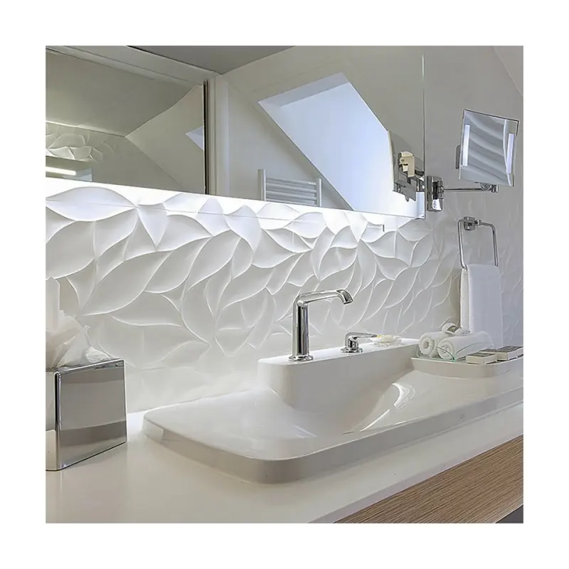 Piastrelle da parete bianco puro 300x600 bagno cucina Pattern a lisca di pesce opaca superficie concava convessa bagno piastrelle per pareti interne