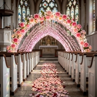 Arche lumineuse LED géante en fer forgé, étanche, motif rose, pour festival, couloir, faite à la main, écologique, pour extérieur