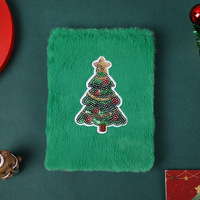 Carnet de Noël en peluche moelleuse avec paillettes, Père Noël, renne, bonhomme de neige, sapin de Noël, couverture douce et duveteuse, journal d'écriture pour les fêtes