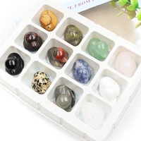 12 uds/1 Juego de pato de cristal de cuarzo Natural tallado 1 pulgada estatuilla de Animal patos felices piedra curativa para regalo de decoración del hogar