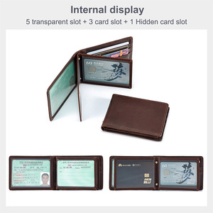 Porte-cartes en cuir véritable Dujiang, couleur marron unie, avec fil de couture, pour le rangement des cartes de crédit - Product Image 3