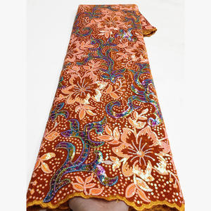 Dentelle brodée nigériane <span class=keywords><strong>NiAi</strong></span>, dentelle africaine de luxe, dentelle en velours à paillettes, dentelle pour robe de mariée - Product Image 6