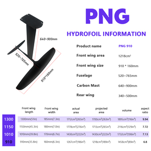 Hydrofoil compact en carbone PNG 910 pour glisse rapide et contrôle direct, idéal pour la pratique du Pump Foil, du wake et des connexions en petites vagues AXIS - Product Image 2