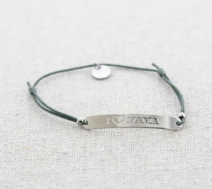 Custom Cord <strong>Bracelet</strong> I Love Mama 316l Stainless Steel Bar Heart <strong>Logo</strong> Engraved Rope <strong>Bracelet</strong> Women Jewelry Gifts for Mother's Day - Product Image 5