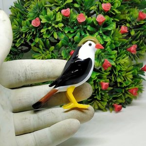 Figura de Pájaro de Vidrio Hecha a Mano, Blanca, Negra, Roja, Amarilla, con Patas, Decoración con Temática Animal, Adorno Artesanal - Product Image 4
