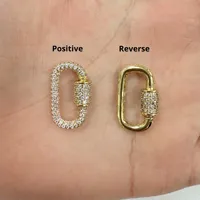 VK106 Fermoir mousqueton ovale plaqué or 18 carats avec zircon pour la fabrication de bracelets et colliers