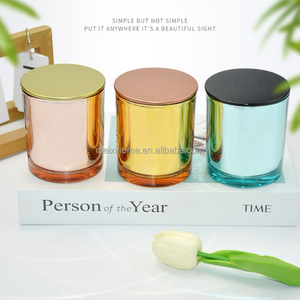 Logo in vetro con cilindro di lusso e <span class=keywords><strong>portacandele</strong></span> 10oz 300ml in vetro placcato argento JarGold per decorazioni per la casa di - Product Image 5
