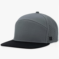 Gorras Personalizables para Hombre, de 6 Paneles, para Golf, Resistentes al Agua, de Poliéster, con Visera Plana y Cierre a Presión, con Perforaciones Láser