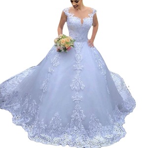 White Lace Wedding Dress V-neck Backless Floor Length Plus Size Bridal Gown - Product Image 5