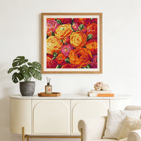 Kain Aida Bermotif Bunga Mawar Warna Cerah DIY 16/14/11CT Pola Cross Stitch Set Sulaman Tangan Kanvas Needlepoint