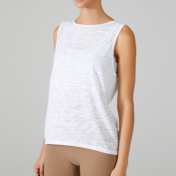 Casual Sporty O-neck Breathable Quick Dry Solid Color Sleeveless Loose Sports Gym Yoga Tank Top Women Polyester/Cotton 160g