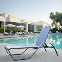 Meubles de piscine extérieure cadre en aluminium chaise longue Table d'appoint tissu imperméable maille élégant Patio cour plage lit Design