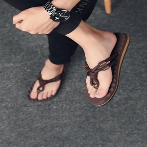 Sandales pour hommes, pantoufles en cuir véritable pour hommes, en cuir de vache, à bout ouvert, luxueuses, confortables, antidérapantes, grandes tailles - Product Image 3