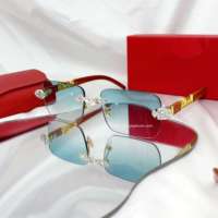 Lunettes de soleil de luxe sans monture pour hommes, style hip-hop, verres dégradés en métal, lunettes punk rock pour club, fête, rave