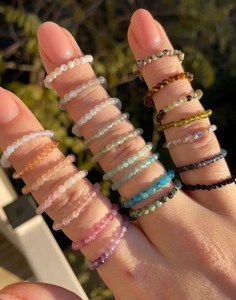Bague délicate en pierres naturelles, perles facettées, empilable, faite à la main, élastique, personnalisable, vente en gros, OEM, ODM - Product Image 1