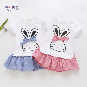 Hao vestido infantil de verão, roupas infantis para bebês, fotos coreanas, sem roupas, versão das novas meninas, vestido de coelho adorável