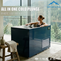 Baignoire de plongeon froid en acier inoxydable pour hôtel avec refroidisseur intégré de 1,5 CV et 2 jets de massage
