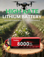 Baterai Lipo RC Berkualitas Tinggi 8000mAh 25C 22.2V Lithium Ion Harga Murah dari Produsen Drone Seri 6S 12S 14S