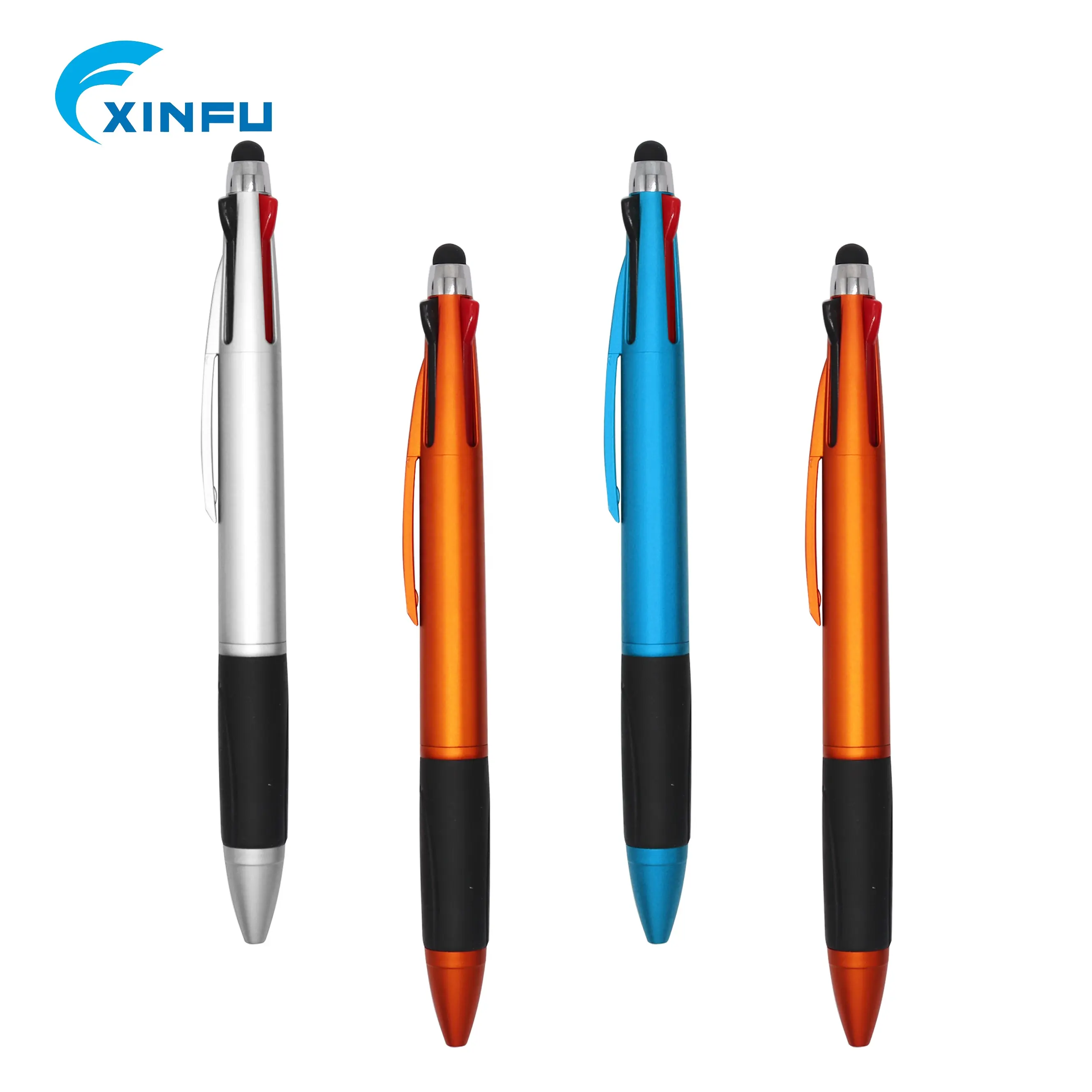 Screen touch pen multi-function three color ink for plastic custom logo ballpoint pen