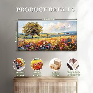 SERIMINO Phong Cảnh Mùa Xuân Vẽ Tay Acrylic In Kỹ Thuật Số Nghệ Thuật Treo Tường Khung Rustic Hiện Đại Thiết Kế Trang Trại Phong Cảnh Đầy Màu Sắc - Product Image 6