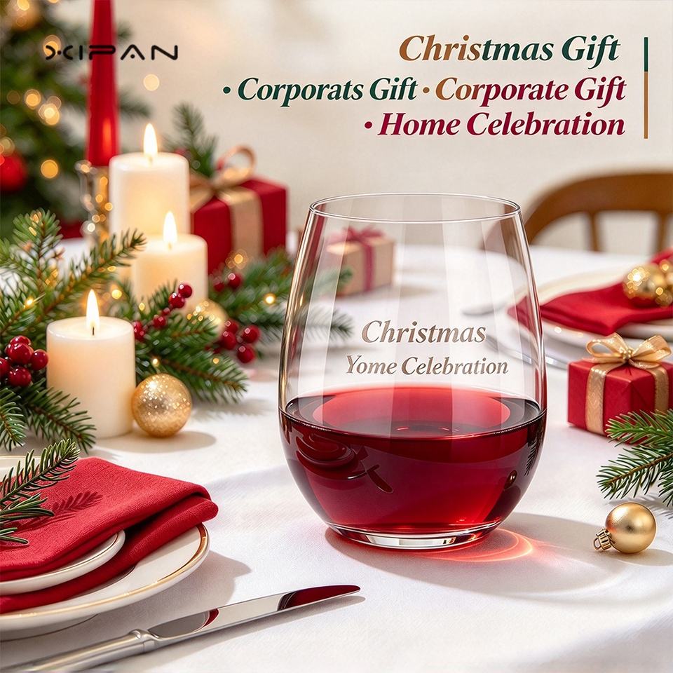 Color Shift Bar Christmas Wine Glasses Stemless Crystal Red Wine Cups Custom Logo ...