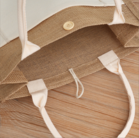 Sac fourre-tout en jute recyclé GRS avec logo personnalisé, poche avant, fermeture à bouton en bois, sac cadeau de mariage en toile de jute écologique de luxe