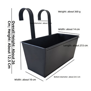Fioriera Rettangolare Sospesa <span class=keywords><strong>in</strong></span> <span class=keywords><strong>Ferro</strong></span> con Doppio Gancio per Balcone Esterno, Ideale per Piante Grasse - Per Rivenditori e Grossisti - Product Image 3