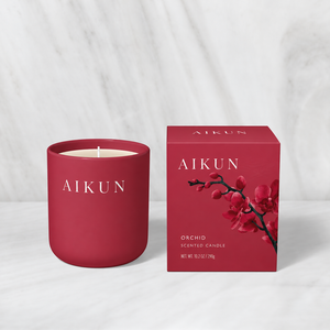 Vela Aromática Aikun con Aroma a Orquídea Floral, 290g, Roja, en Frasco de Vidrio con una Sola Mecha, con Caja de Regalo Rígida Botánica para Aromatizar el Hogar - Product Image 1