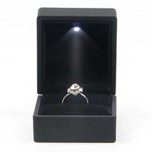 Wholesales OEM LOGO Customized Luxury Black Matte Ring Pendant Bracelet Necklace Box Velvet Jewelry Box With LED Light