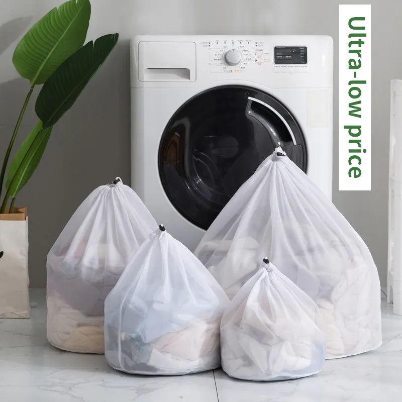 Sac à linge de voyage lavable à la maison sac de lavage à cordon de serrage en maille sac de rangement pour linge robuste