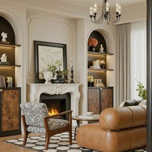 Ensemble de meubles de style campagne française personnalisable, table à manger, chaises, armoires pour hôtel, appartement, utilisation de la conception graphique - Product Image 2