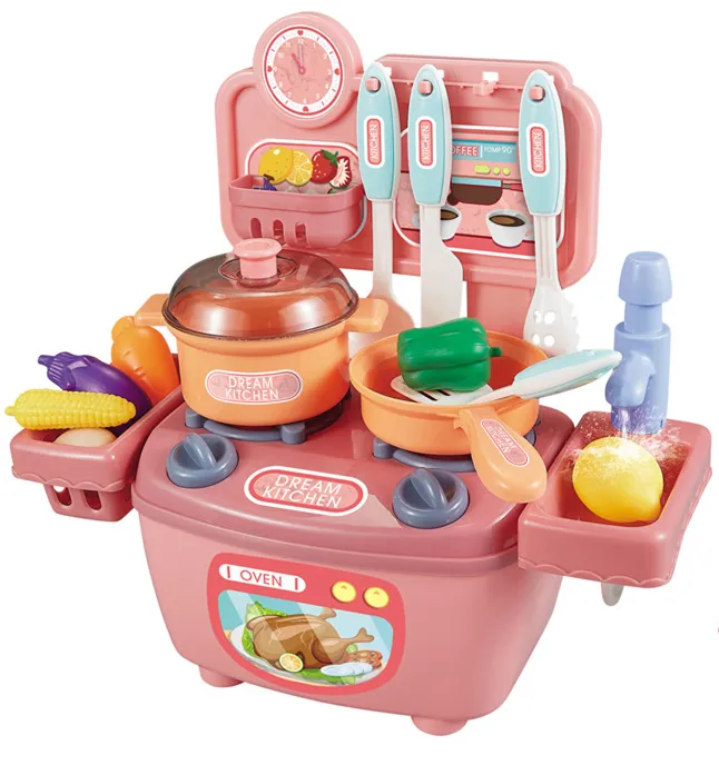 2020 new pretend play girl cooking game kitchen set toys for child DIY toys educational kids plastic kitchen toys wholesale