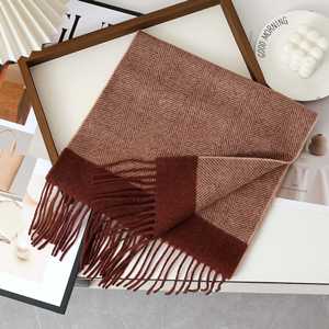 Écharpe <span class=keywords><strong>en</strong></span> <span class=keywords><strong>laine</strong></span> color block, chauffe-<span class=keywords><strong>cou</strong></span> chaud d'hiver, unisexe pour hommes et femmes, douce et épaisse, sensation cachemire, châle enveloppant, automne, vente <span class=keywords><strong>en</strong></span> gros - Product Image 6