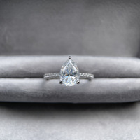 Bague de fiançailles pour femme en moissanite taille poire 7x10mm 2.0 CT, en argent sterling 925 plaqué or 18K, bijoux fins classiques, vente en gros