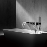 Mitigeur encastré mural pour baignoire en laiton pur de haute qualité, noir mat, avec cascade, pour projet hôtelier