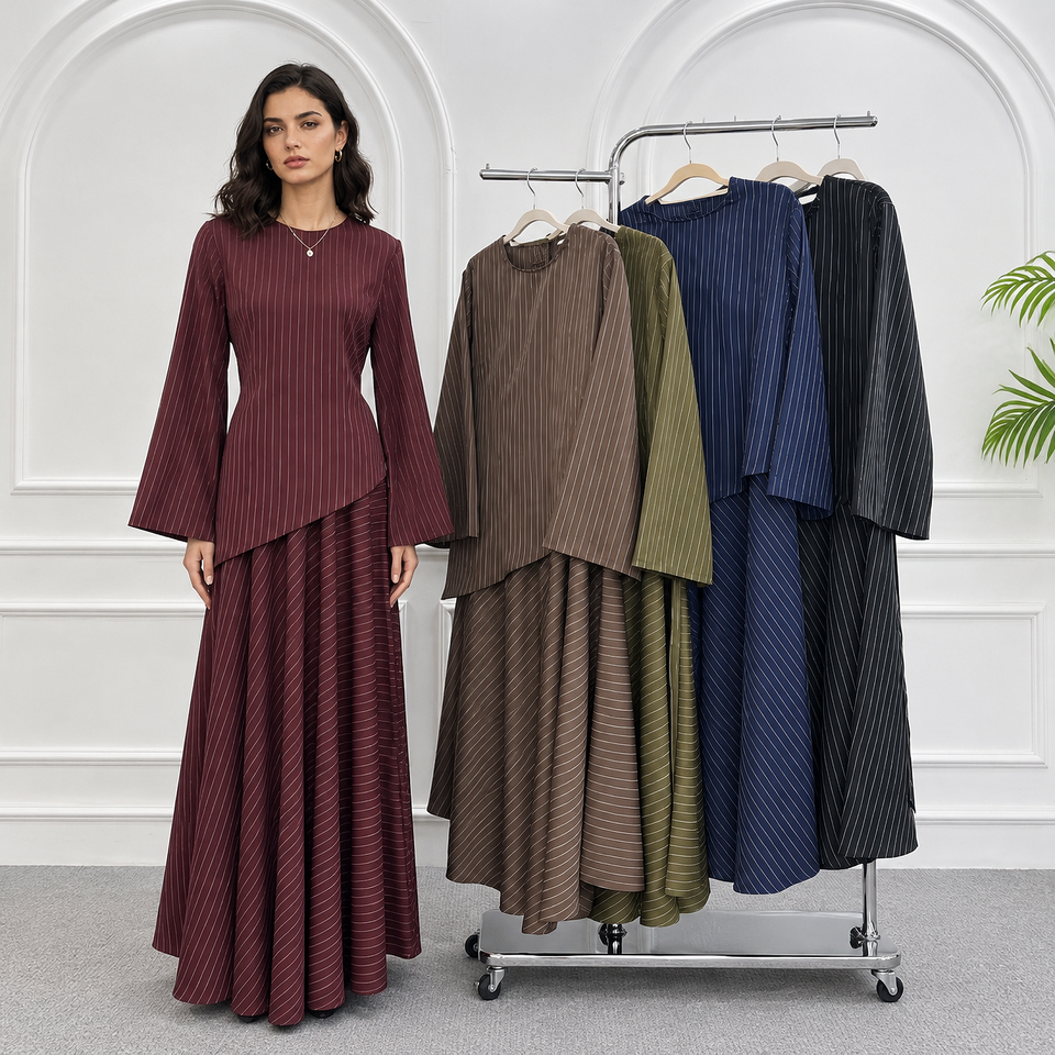 Mexizo New Islamic Clothing Muslim Women Stripe Pattern Women Skirt Co ...