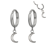 Boucles d'oreilles clicker segmentées articulées en titane avec zircon incrusté en forme d'étoile, style punk, pour piercing labret, lèvre ou bijoux de corps de mariage