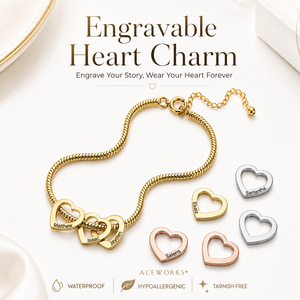 Engravable Heart Charm | Stainless Steel 18K PVD Gold Plated Custom <b>Name</b> Jewelry Pendant | Waterproof Hypoallergenic & Durable - Product Image 1