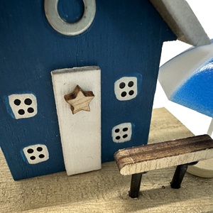 Woonkamer Strand Blauw Zee <span class=keywords><strong>Design</strong></span> Drijfhout 3d Huisvorm Hout Ambachtelijke Blok Houten Decoratie Ornamenten Met Zonnescherm - Product Image 6