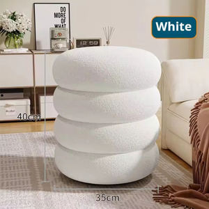 Popular <strong>Cream</strong> White <strong>Stool</strong> Ottoman Chair Velvet Chair Ottoman High End for Dressing Room Living Room Chair <strong>Stool</strong> Soft for Home - Product Image 5