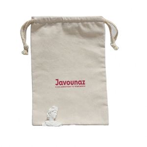Natural 100% Eco Friendly Beige Cotton <b>Drawstring</b> <b>Bag</b> With Logo Brand Printed for Gift Small Dust Pouch Custom Logo - Product Image 6